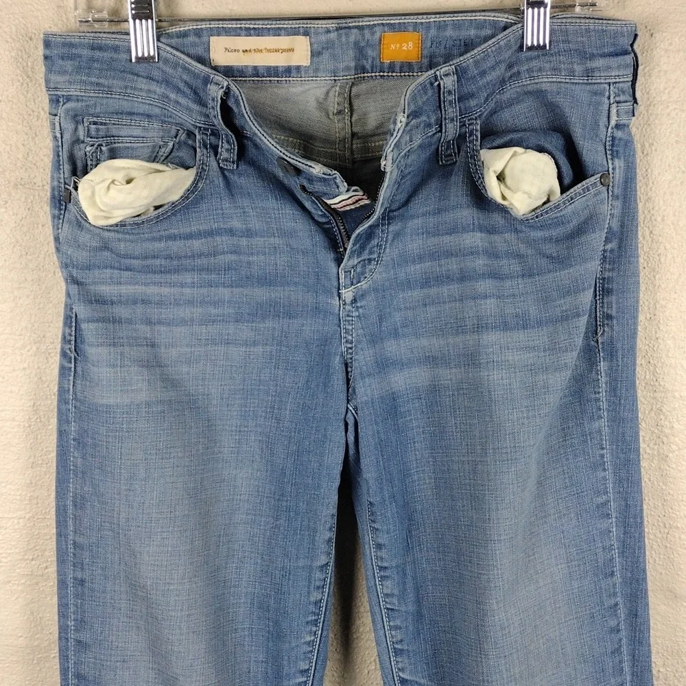 Pilcro and the Letterpress Blue Light Wash Whiskering Mid Rise Straight Leg Jean - Picture 4 of 13